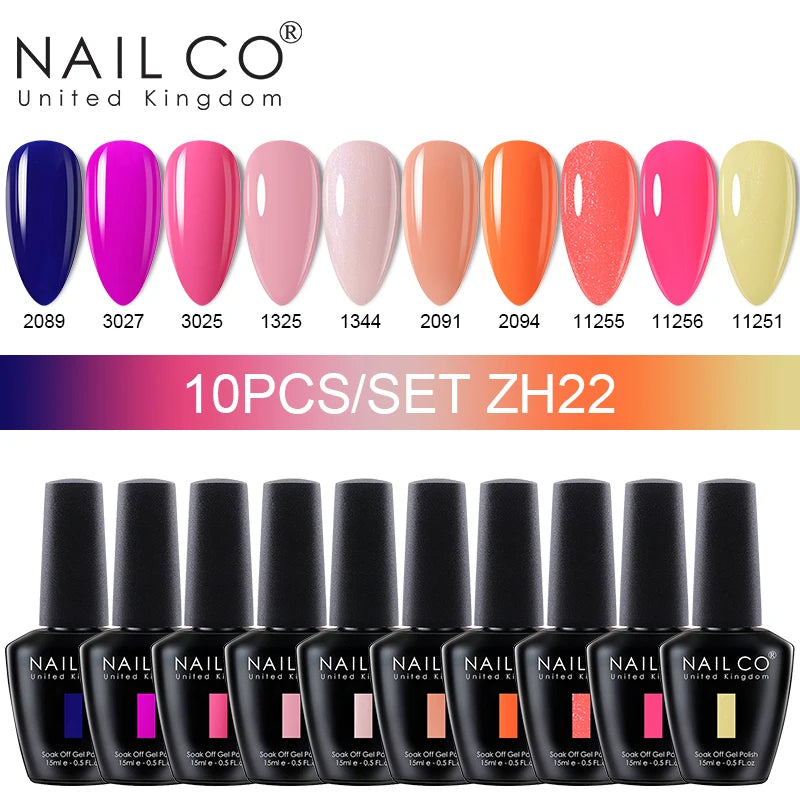 NAILCO 10PCS Set Jelly Color Macarone Gel Polish Set Gel Nail Art All For Manicure Semi-Permanent Varnish Hybrid Design Gel Kit
