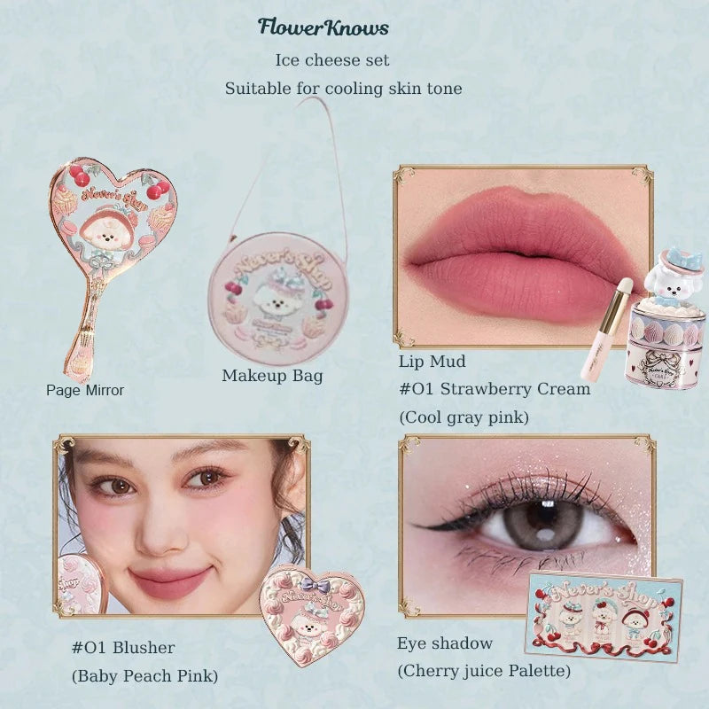 Flower Knows Never's Shop Collection All In Make Up Sets Cosmetics Full Set Lip Mud Blusher Eye Shadow Makeup Kit Professional