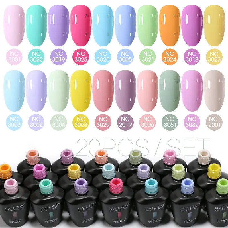 NAILCO 20/30Pcs Fluorescent Color Gel Nail Polish Set Semi Permanent UV LED Varnish Nail Art Design Soak Off Nail Gel Set 15ml