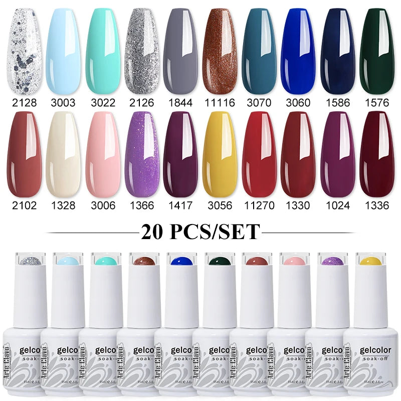 Arte Clavo 10/12/20pcs Gel Nail Polish Set 116 Colors Manicure Semi Permanent Soak Off UV  LED Design Nail Art Gel Varnish Kit