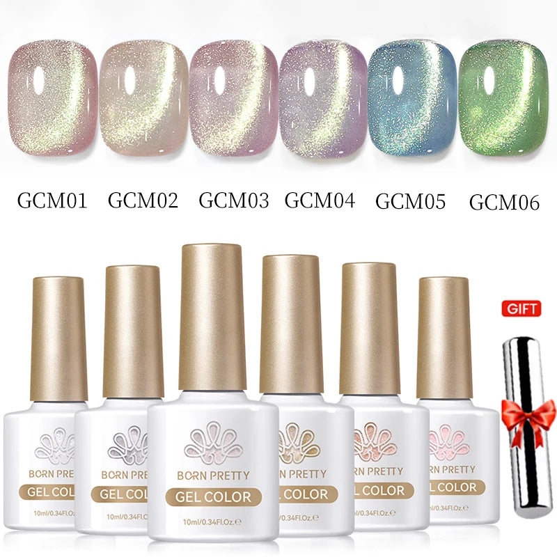 BORN PRETTY 6PCS Gel Polish Set 9D Polaris Cat Magnetic Soak Off UV LED Polish DIY Nail Art Manicure Varnish Base Top Coat