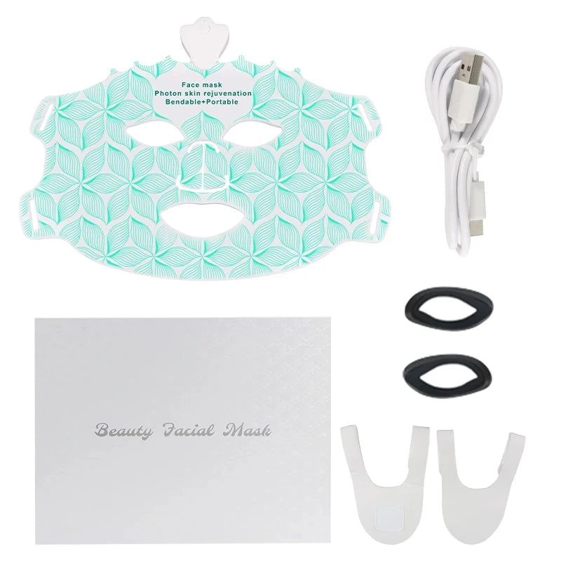 7 Color Red Light Therapy Mask Silicone LED Face Mask Skin Care at Home with Eye Protection Cushion For Anti Aging Wrinkles