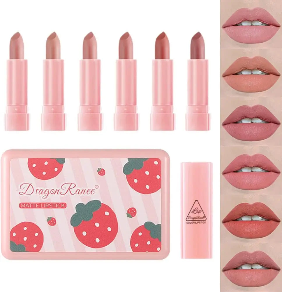 6 Colors Matte Lipstick Set, Matte Lipsticks, Mini Size Lipstick, Waterproof，Long Lasting Matte Velvet Lipstick