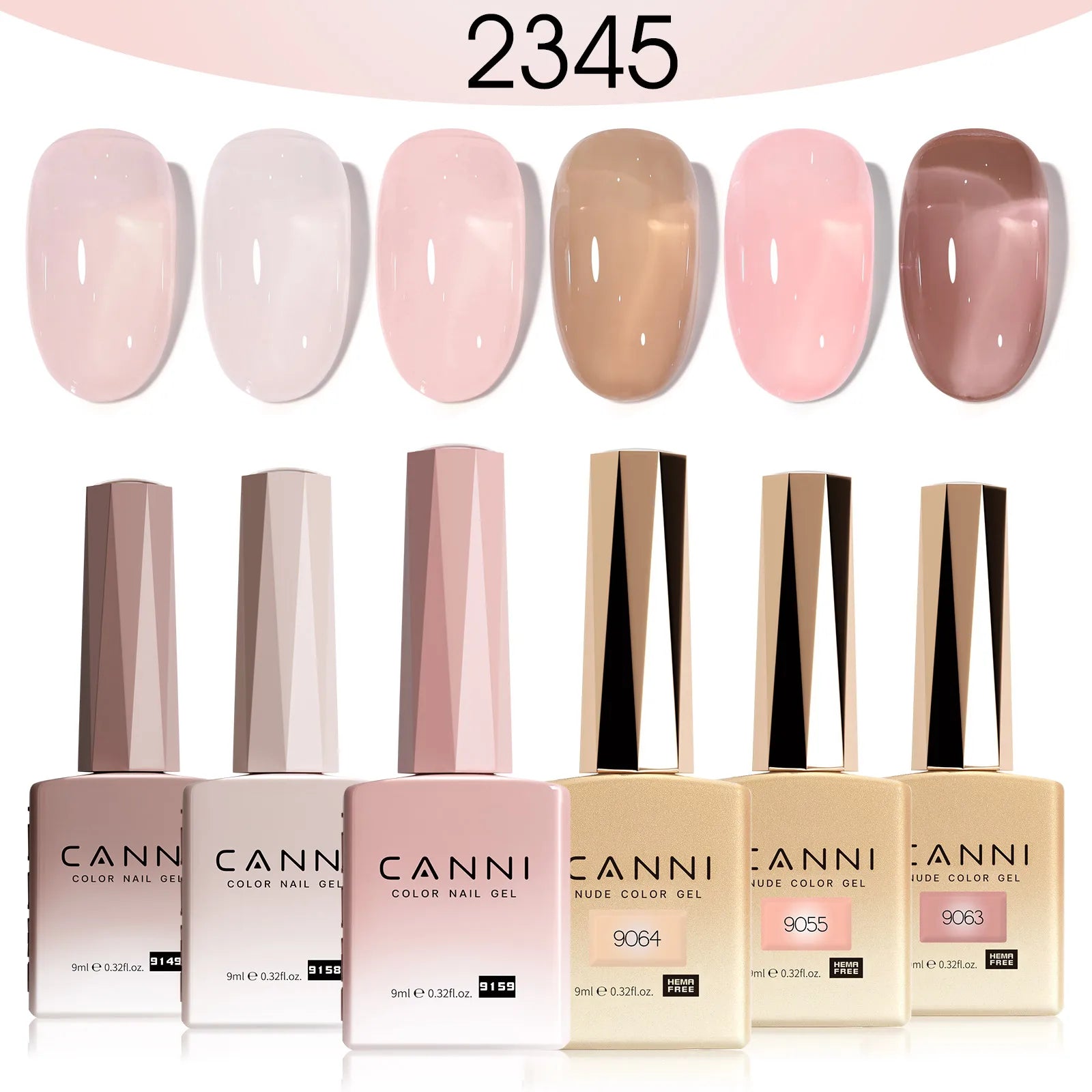 6pcs*9ml CANNI Nail Gel Polish Kit HEMA FREE Jade Jelly Nude Jelly Pink VIP Kit Christmas Gift French Nail Design Natural Color