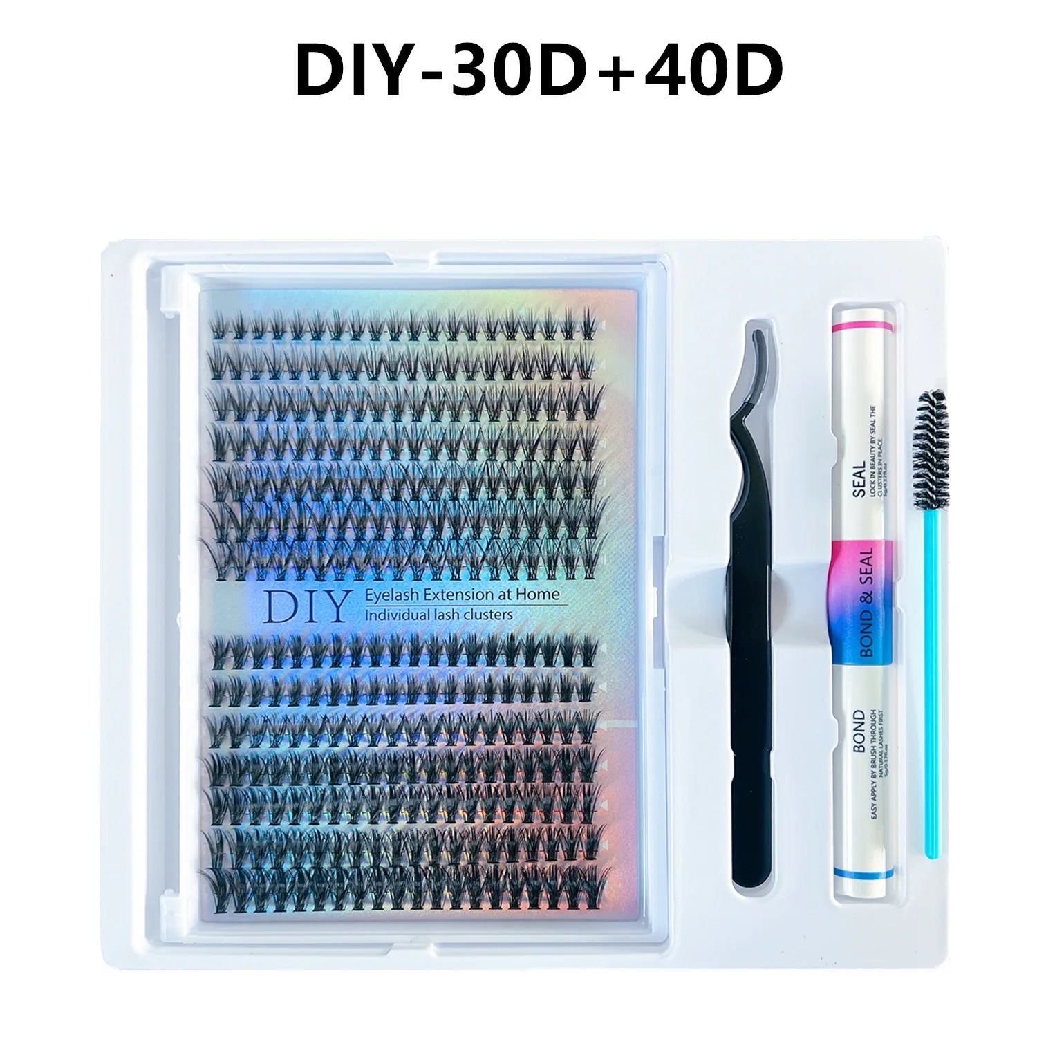 DIY 280 Cluster False Eyelash Extensions Kit Natural Soft Segmented Self grafting Lashes Bond and Seal Glue Brush Makeup Tools