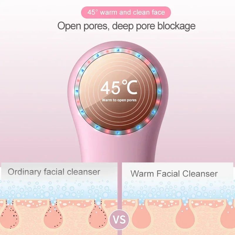 Electric Facial Cleansing Brush Silicone Ultrasonic Vibration Face Cleanser Deep Pores Blackhead Cleaning Washing Skin Massager