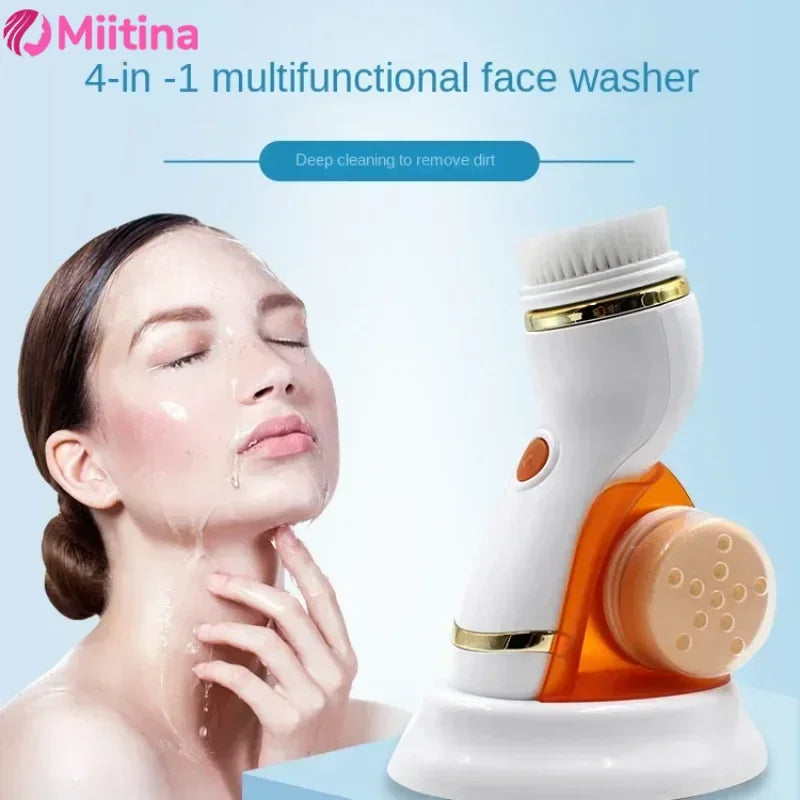 4 in 1 Waterproof Electric Facial Cleanser Cleaning Pore Blackhead Beauty Instrument Face Massager Facial Beauty Cleansing Brush