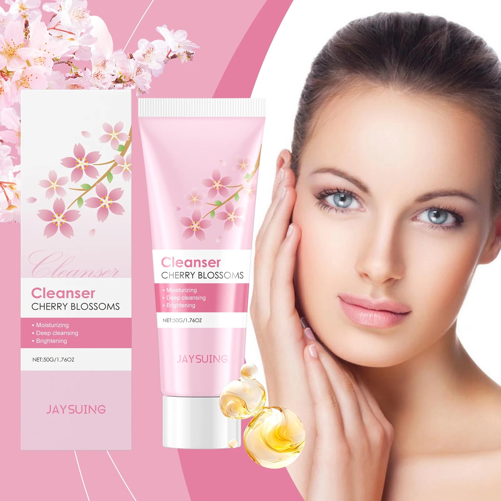 Cherry Blossom Facial Cleanser Deep Cleansing Oil Control Moisturizing Non Tightness Hydrating Facial Cleanser Suitable All Skin