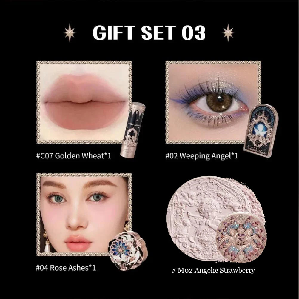 Flower Know Little Angel Collection Makeup Gift Box Eyeshadow Blush Cream Matte Lipstick Highlighter Full Kit All In One