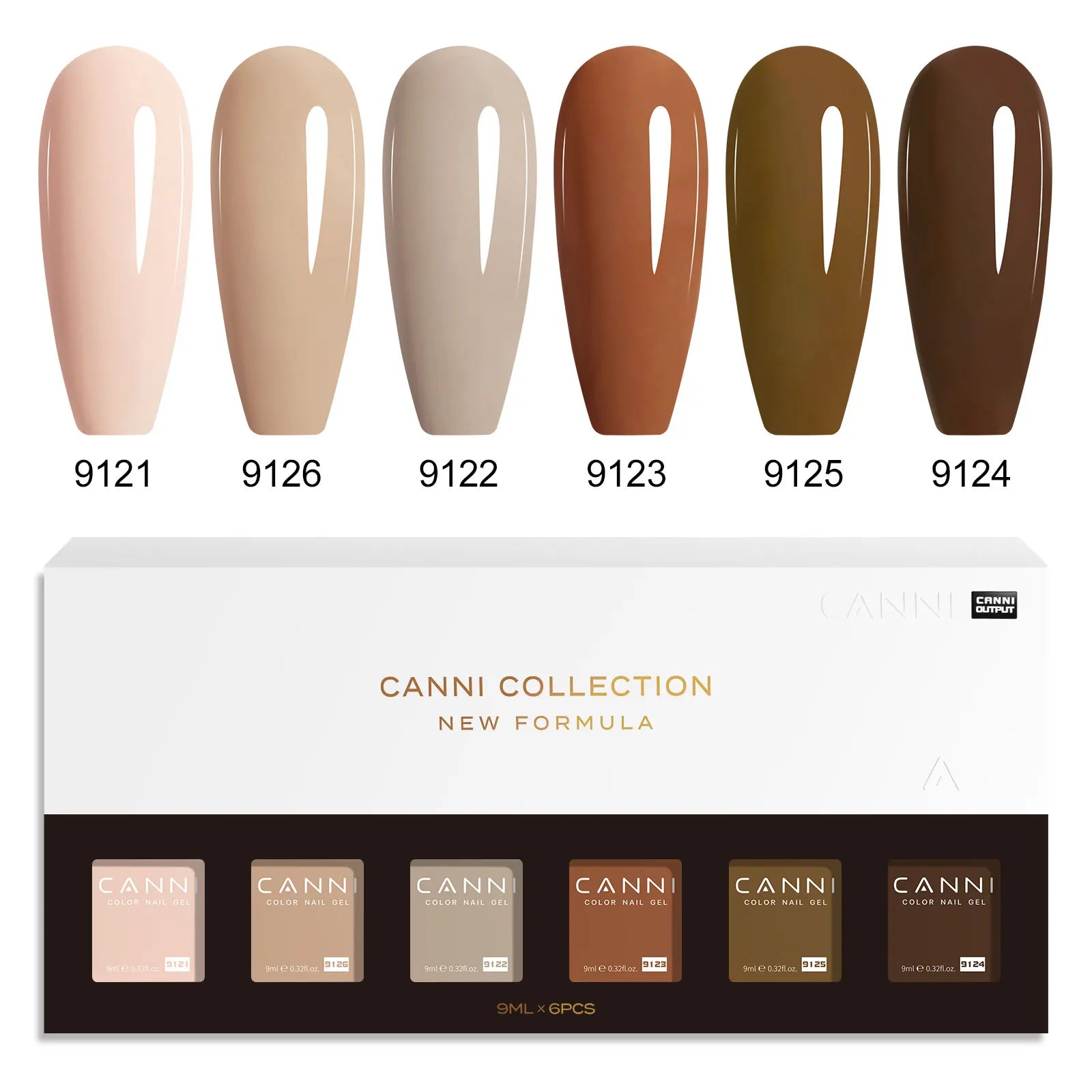 CANNI HEMA FREE Nail Gel Polish VIP Kit Jelly Amber Color Collection Semi Permanent French Nail Gorgeous Color 9ml*6pcs/set