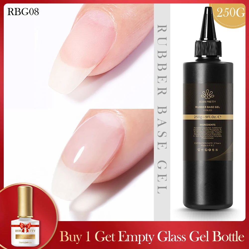 BORN PRETTY 250g Clear Nude 2 In 1 Rubber Base Gel Functions Gel and Color Gel Self-leveling Gel Protecting Natural Nails