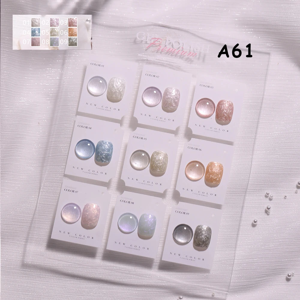 Vendeeni 9 Colors/Set Pearl Shell Gel Nail Polish Soak Off UV LED DIY Thread Rotation Varnish For Manicure Nail Art