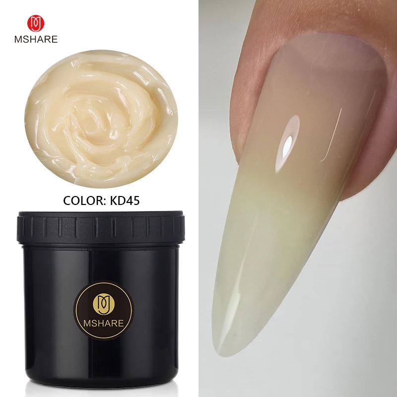 MSHARE 250g Natural Nude Translucent Hard Builder Jelly Gel Not Flow Nail Extension Stretching Construction Repair Broken