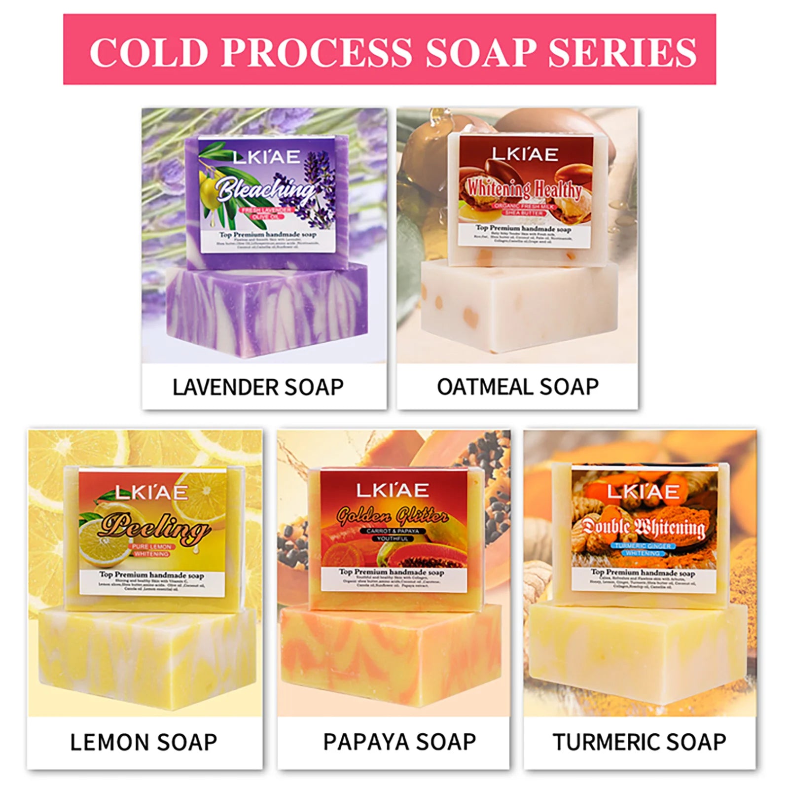 LKIAE Natural Carrot & Papaya Handmade Soap, Brightening, Clean Skin, Reduce Acne, Dark Spots, Face & Body Wash, 150g/3.53 oz