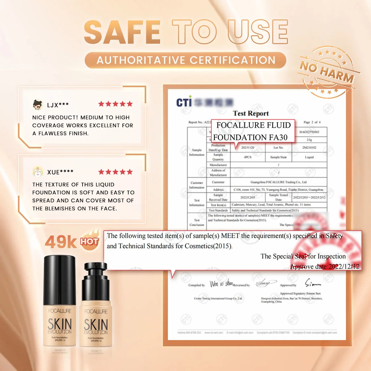 FOCALLURE 4 Pcs Makeup Set Primer Liquid Foundation Concealer Face Blush Makeup Setting Powder Base Lipstick Pen Cosmetics Kit