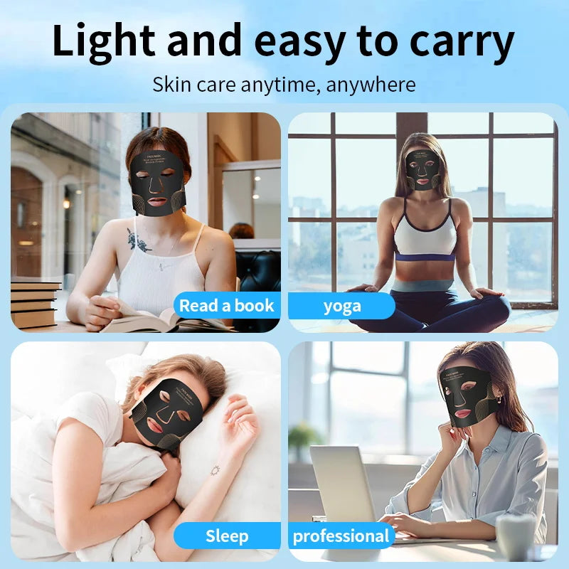 7 Color LED Face Mask with Neck - Wireless Portable Red Light Therapy for Anti-Aging, Wrinkles, Skin Rejuvenation, Home Use