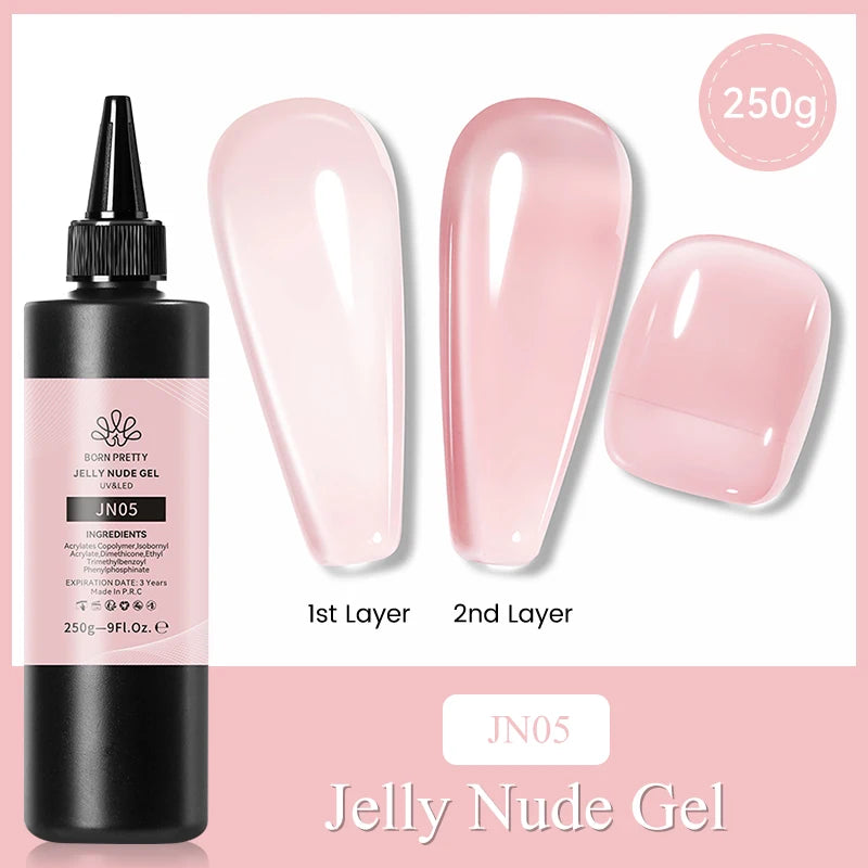 BORN PRETT 250g 10 IN 1 Nail Glue Gel Polish Transparent Color Gel Semi Permanent Soak Off UV Gel Function Gel Base Gel Nail Art