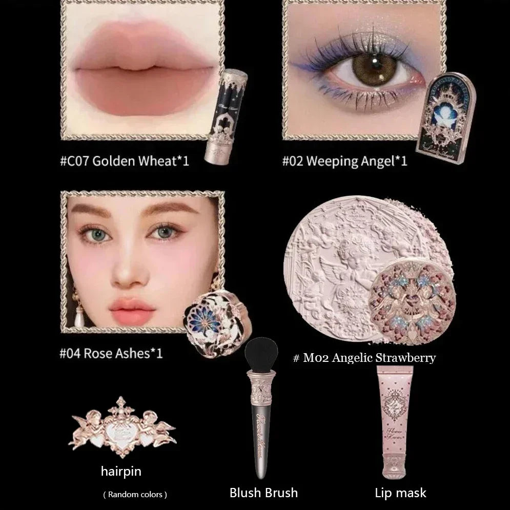 Flower Know Little Angel Collection Makeup Gift Box Eyeshadow Blush Cream Matte Lipstick Highlighter Full Kit All In One