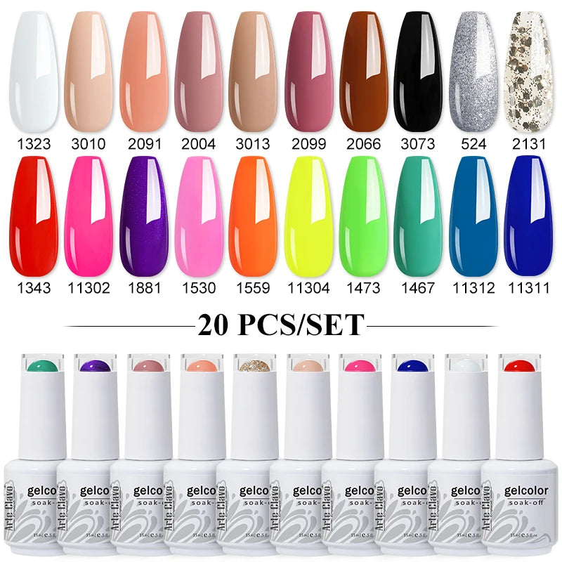 Arte Clavo 10/12/20pcs Gel Nail Polish Set 116 Colors Manicure Semi Permanent Soak Off UV  LED Design Nail Art Gel Varnish Kit