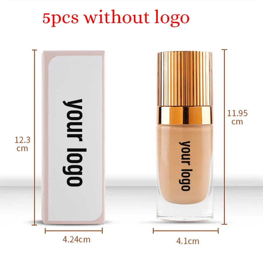 Private Label Full Coverage Matte Non-drying Concealer Long-lasting Liquid Foundation Custom Bulk Makeup Gold Stripe Cover