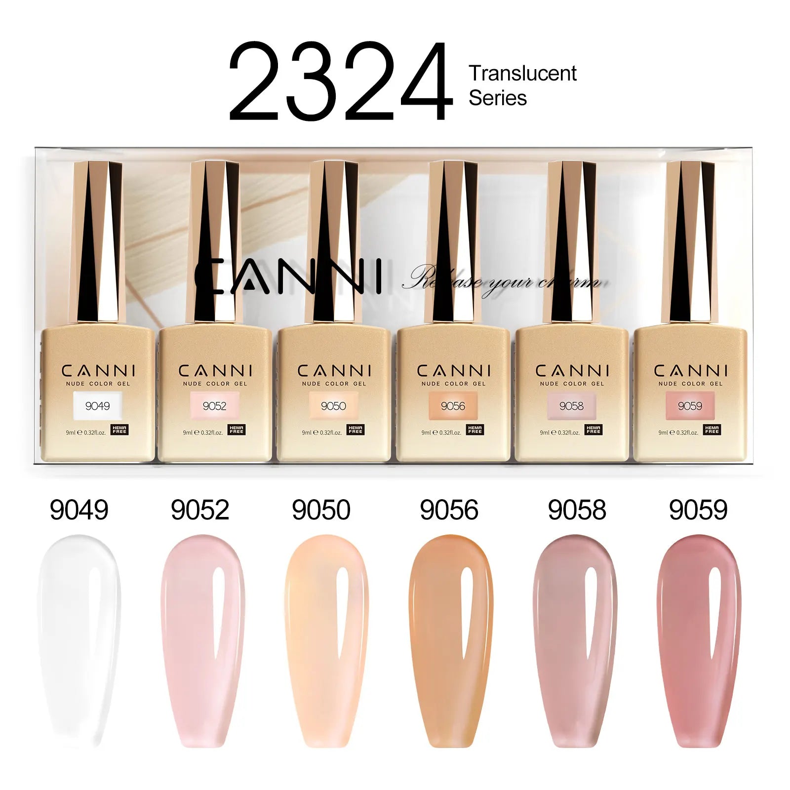 CANNI HEMA FREE Nail Gel Polish VIP Kit Jelly Amber Color Collection Semi Permanent French Nail Gorgeous Color 9ml*6pcs/set