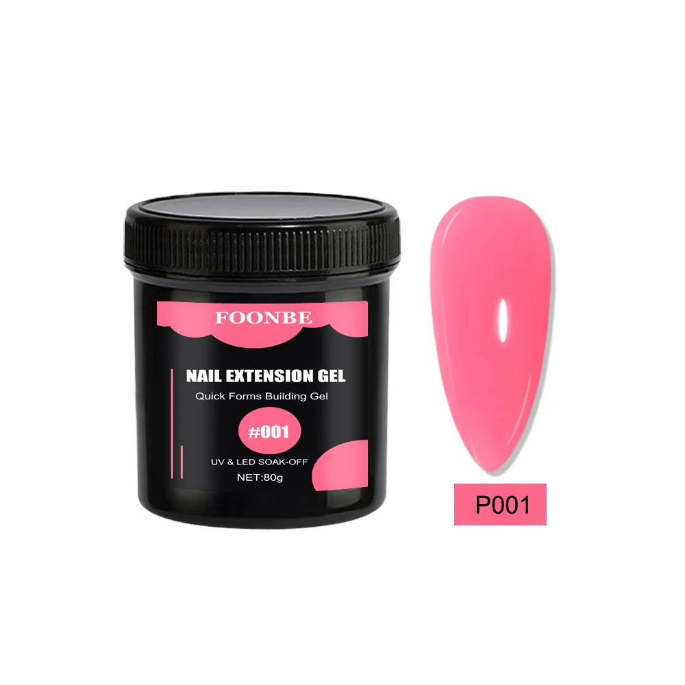 80g Nail Extension Gel Nude Pink Semi-Permanent Soft Gel Medium Viscosity White Clear Nails Builder Jelly French Nail Form Build