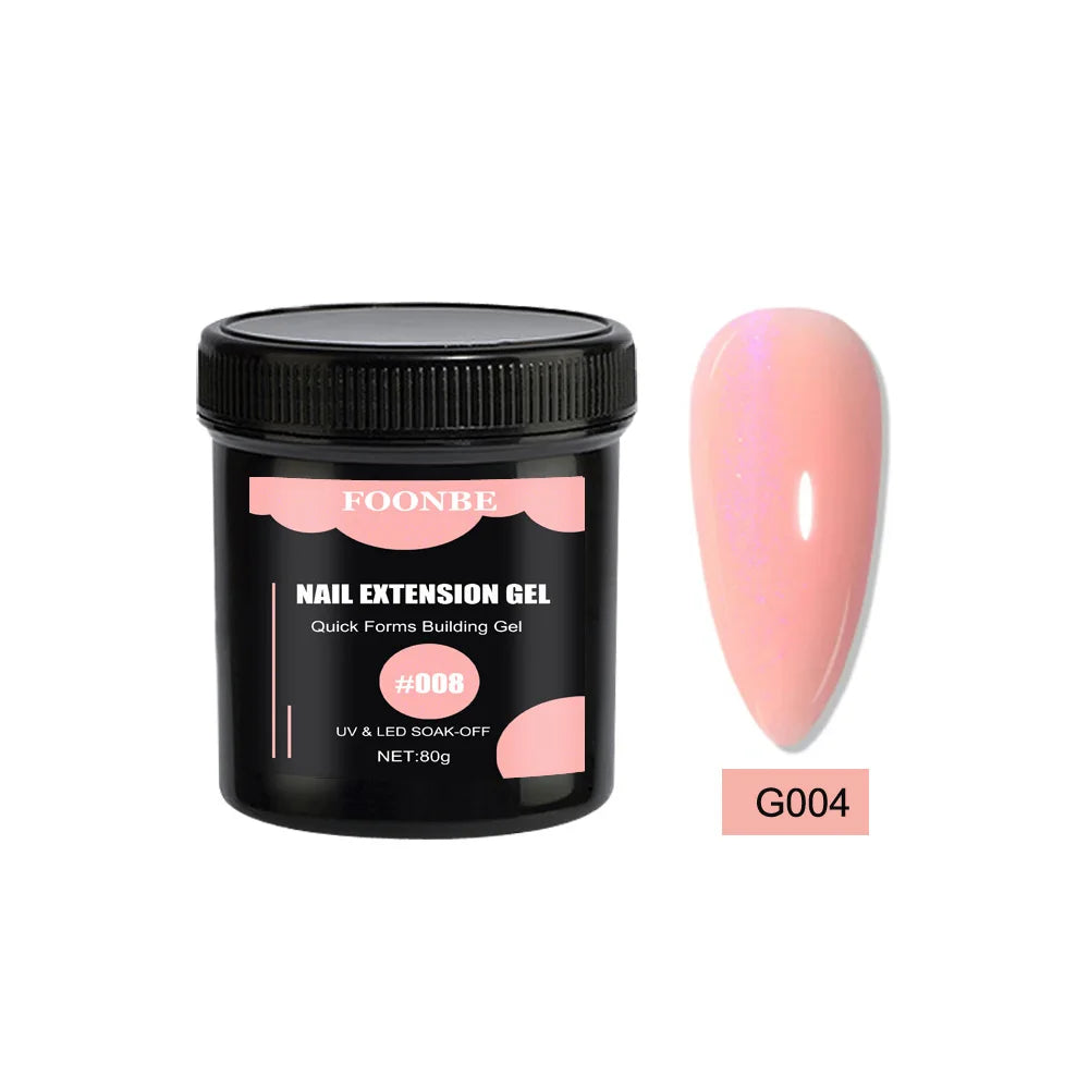 80g Nail Extension Gel Nude Pink Semi-Permanent Soft Gel Medium Viscosity White Clear Nails Builder Jelly French Nail Form Build