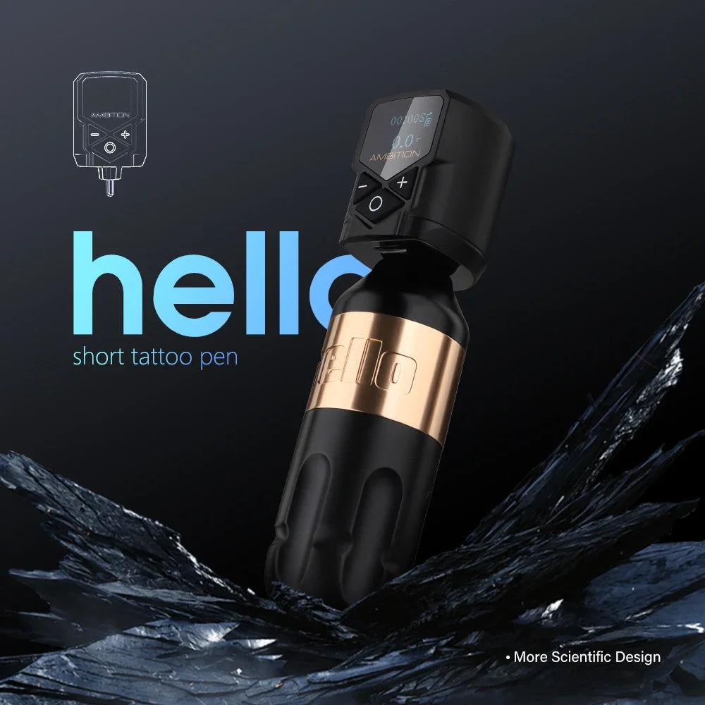 Ambition Tattoo Machine Rotary Pen Kit 2400mAh Wireless Kuark Power Supply Permanent Makeup Eyebrow Lip Tattoo Beginner Artister