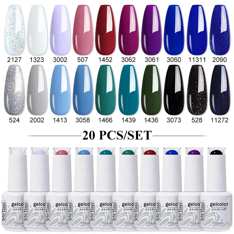 Arte Clavo 10/12/20pcs Gel Nail Polish Set 116 Colors Manicure Semi Permanent Soak Off UV  LED Design Nail Art Gel Varnish Kit