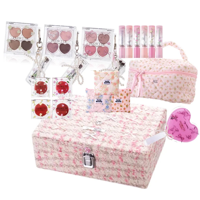 FLORTTE ALL IN Makeup Set Box Full Eyeshadow Palette Blush Cream Lipstick Professional Makeup Kit 19 PCS