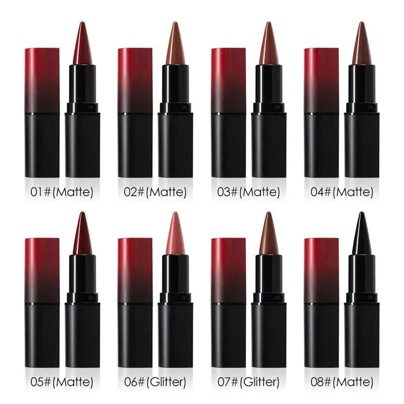 8pcs Tapered Gradient Lip Liner Matte Brown Redd Velvet Lipstick Nude Brown Lip Liner Pencil Kit Red Contour Tint Labial Makeup