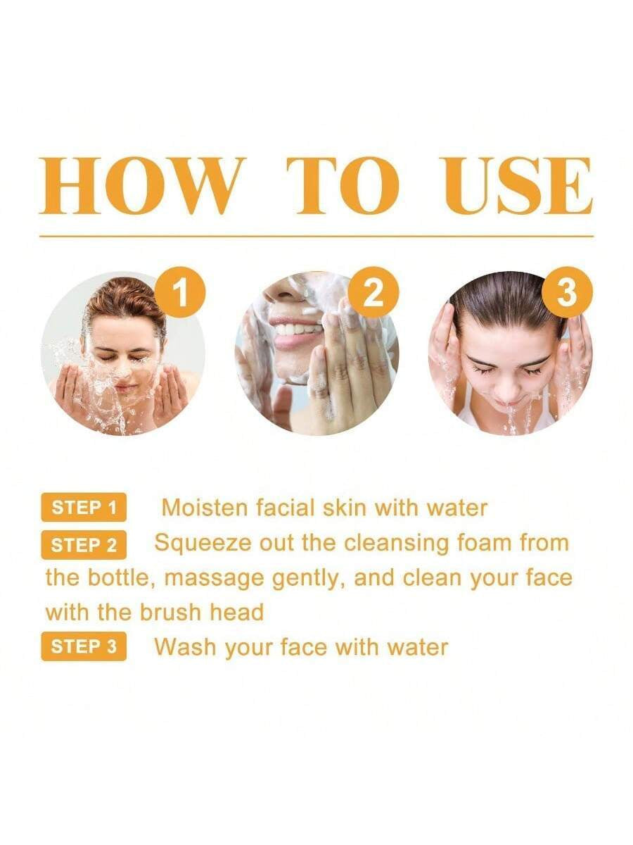 Turmeric Cleansing Facial Foam, Deeply Cleanses Facial Skin, Helps to Lighten Acne Marks & Scars, Moisturizes, Brightens Skin