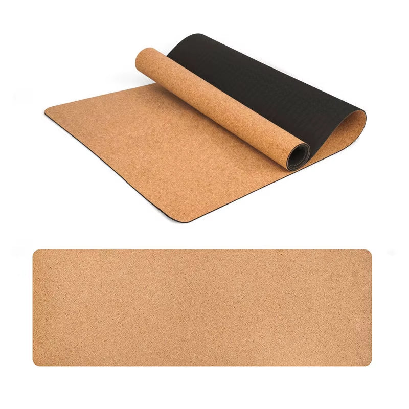 Natural Cork TPE Yoga Mat Fitness Gym Sports Mats Pilates Exercise Pads Non-Slip 6Mm Absorb Sweat Odorless Yoga Mats 183X61Cm