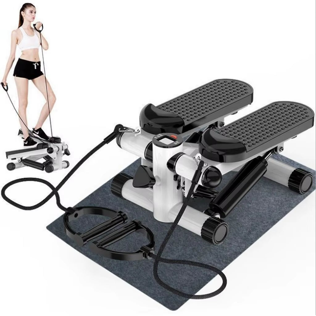Mini Stepper Stair Stepper Foldable Pedal Stepper Exercise Equipment Twist Stepper Machine with Resistance Bands Max 150Kg