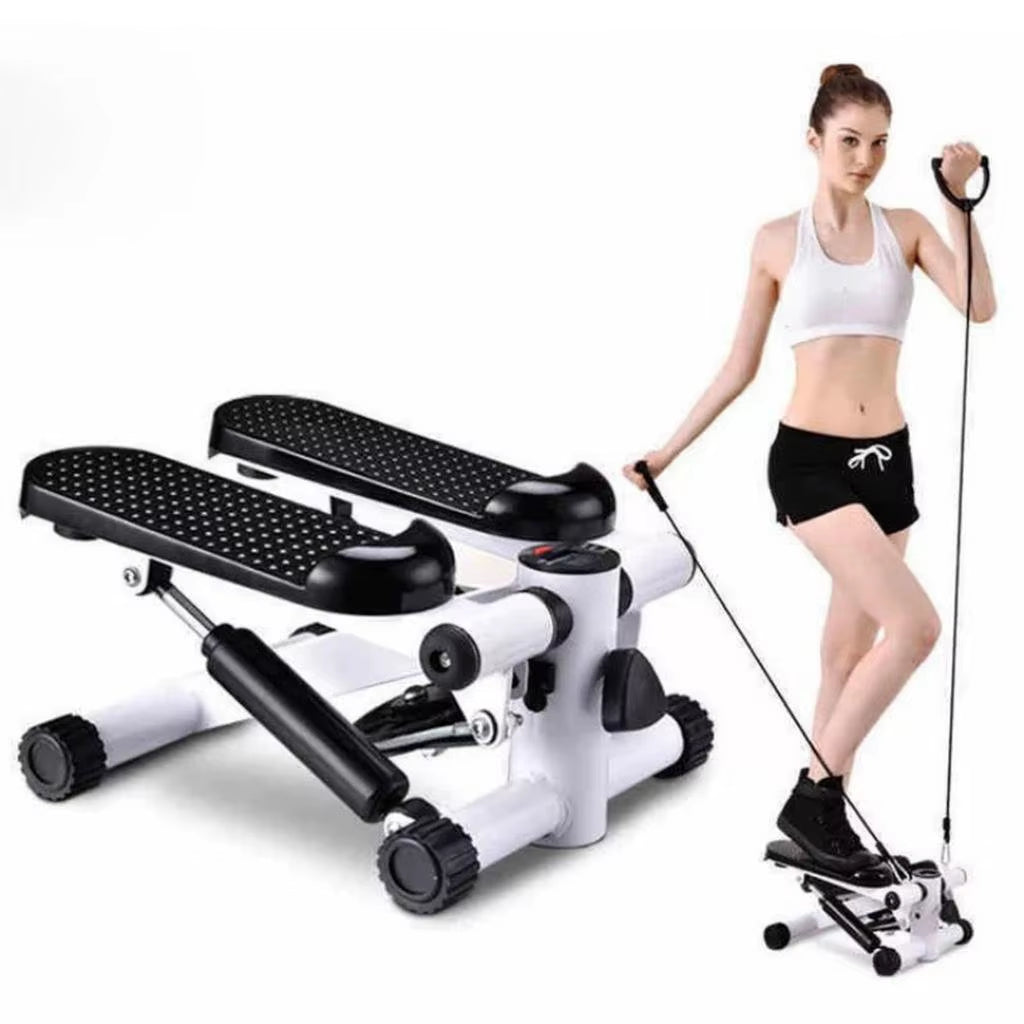 Mini Stepper Stair Stepper Foldable Pedal Stepper Exercise Equipment Twist Stepper Machine with Resistance Bands Max 150Kg