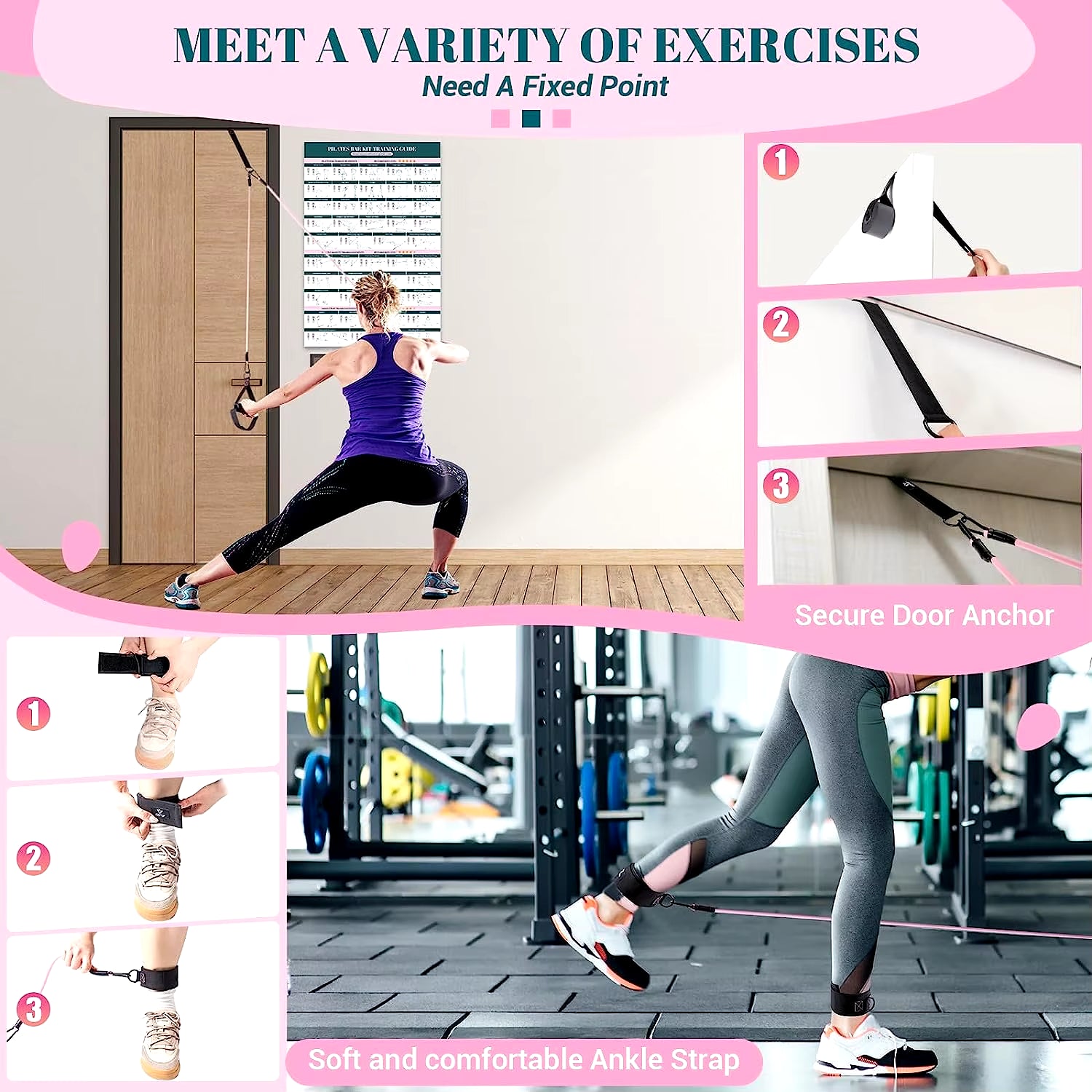 Pilates Bar Kit with Resistance Bands Multifunctional Yoga Bar Portable Home Gym Resistance Bar Kit for Full Body Workouts