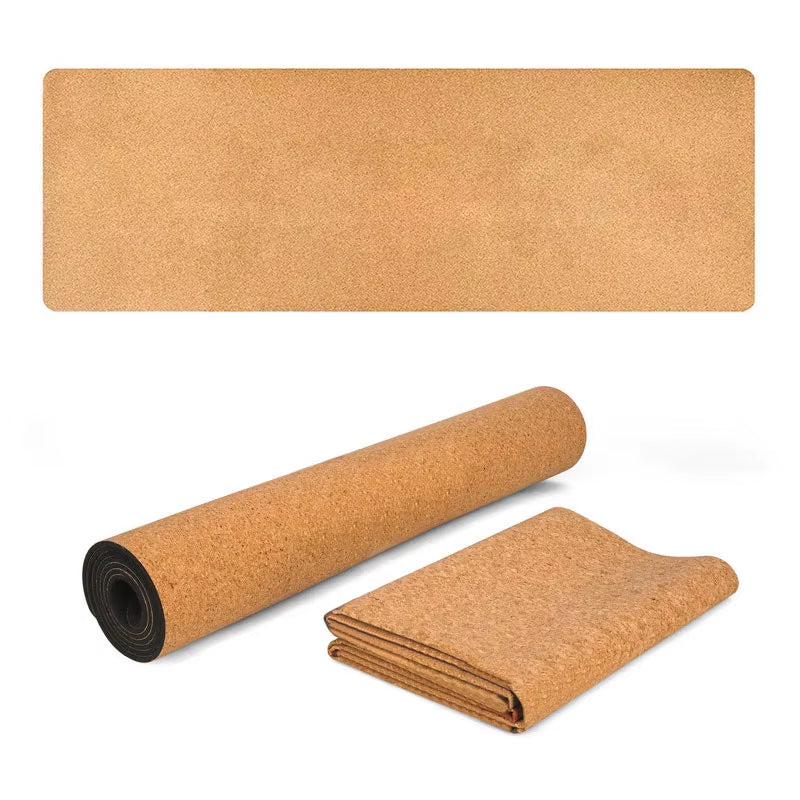 Natural Cork TPE Yoga Mat Fitness Gym Sports Mats Pilates Exercise Pads Non-Slip 6Mm Absorb Sweat Odorless Yoga Mats 183X61Cm